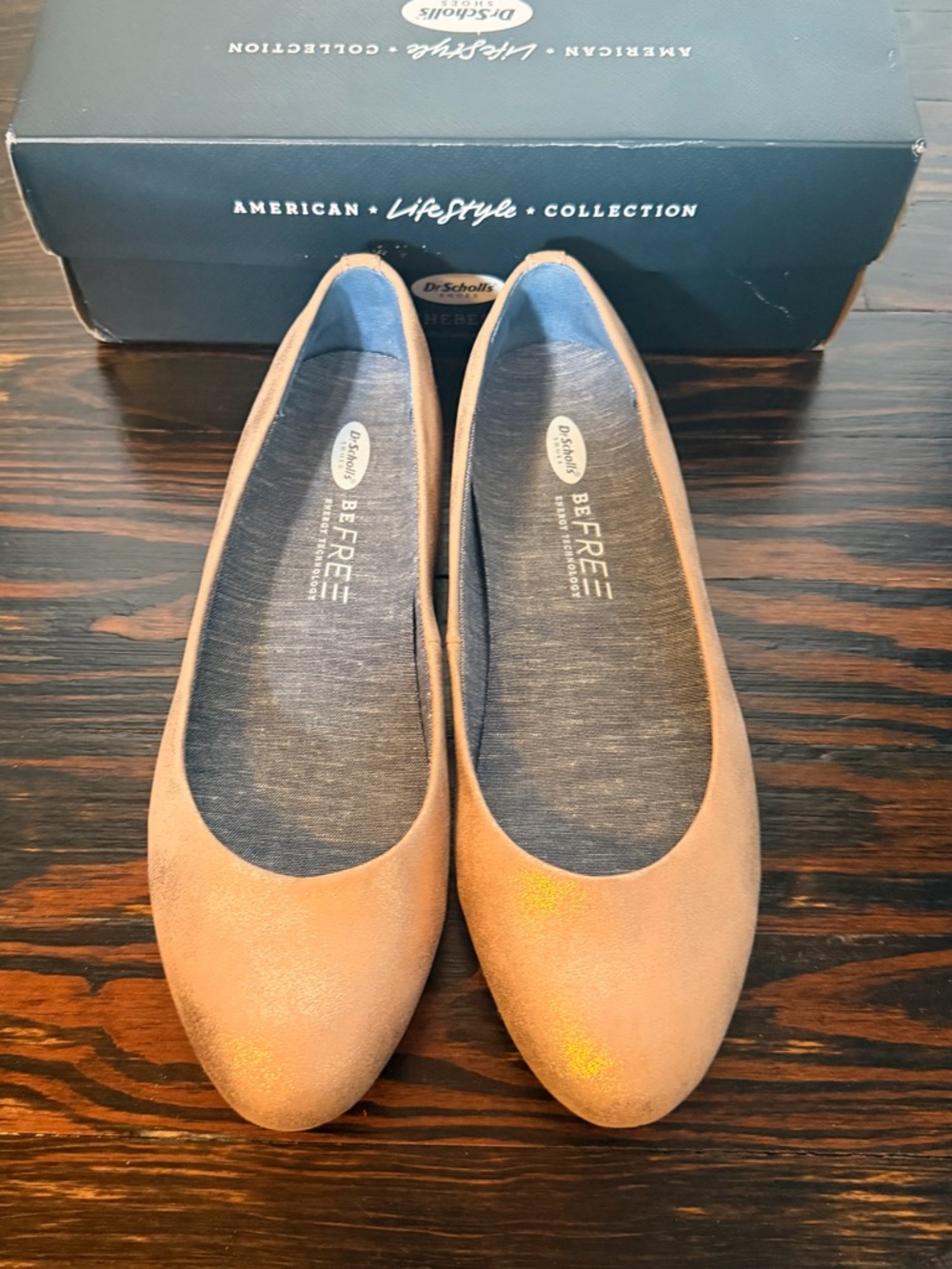 Dr. Scholl's Giorgie BeFree Metallic Rose Gold Ballet Flats - size 8 - Picture 2 of 7